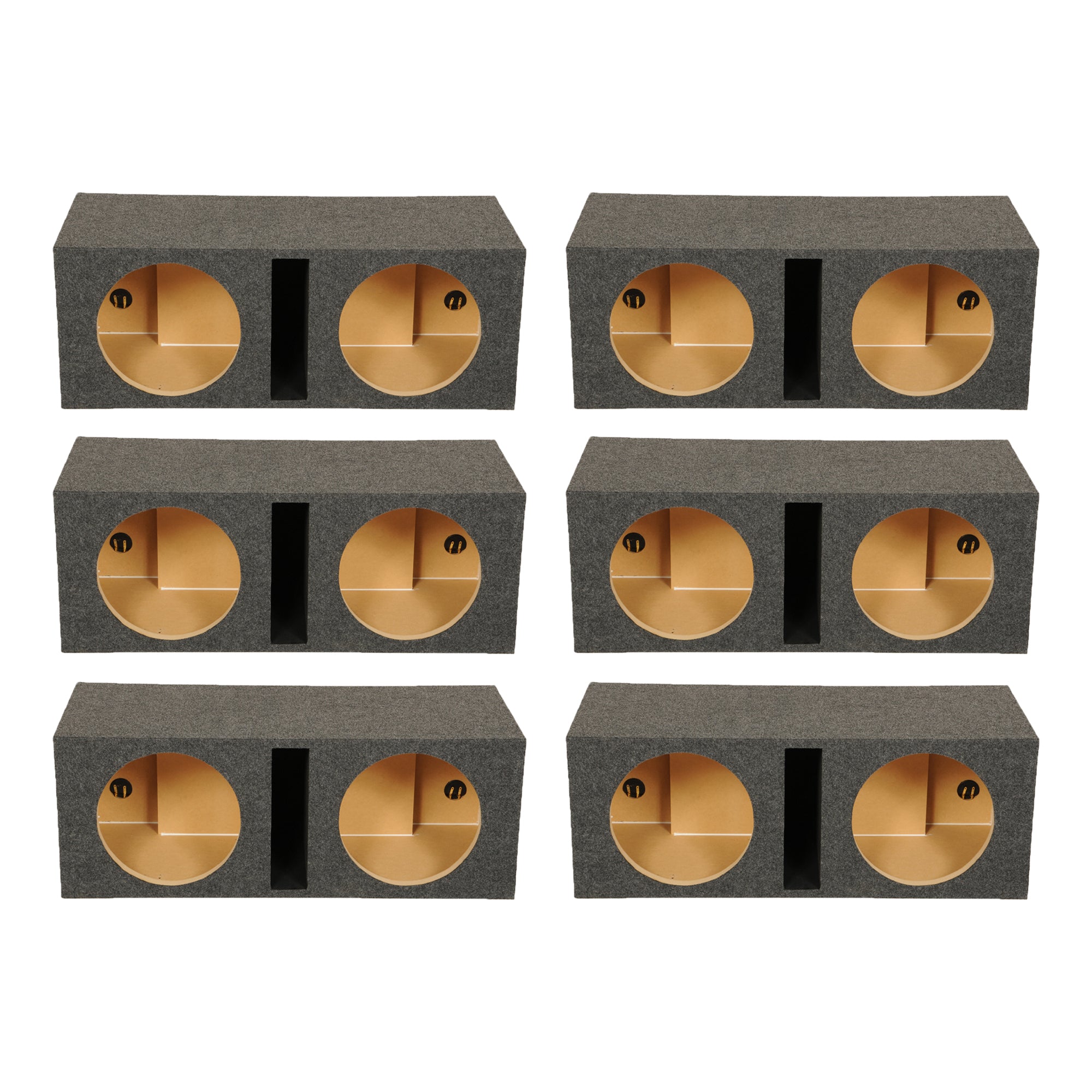 QPower QBASS Dual 12 Inch Car Audio Subwoofer Enclosure Box, Charcoal (6 Pack)
