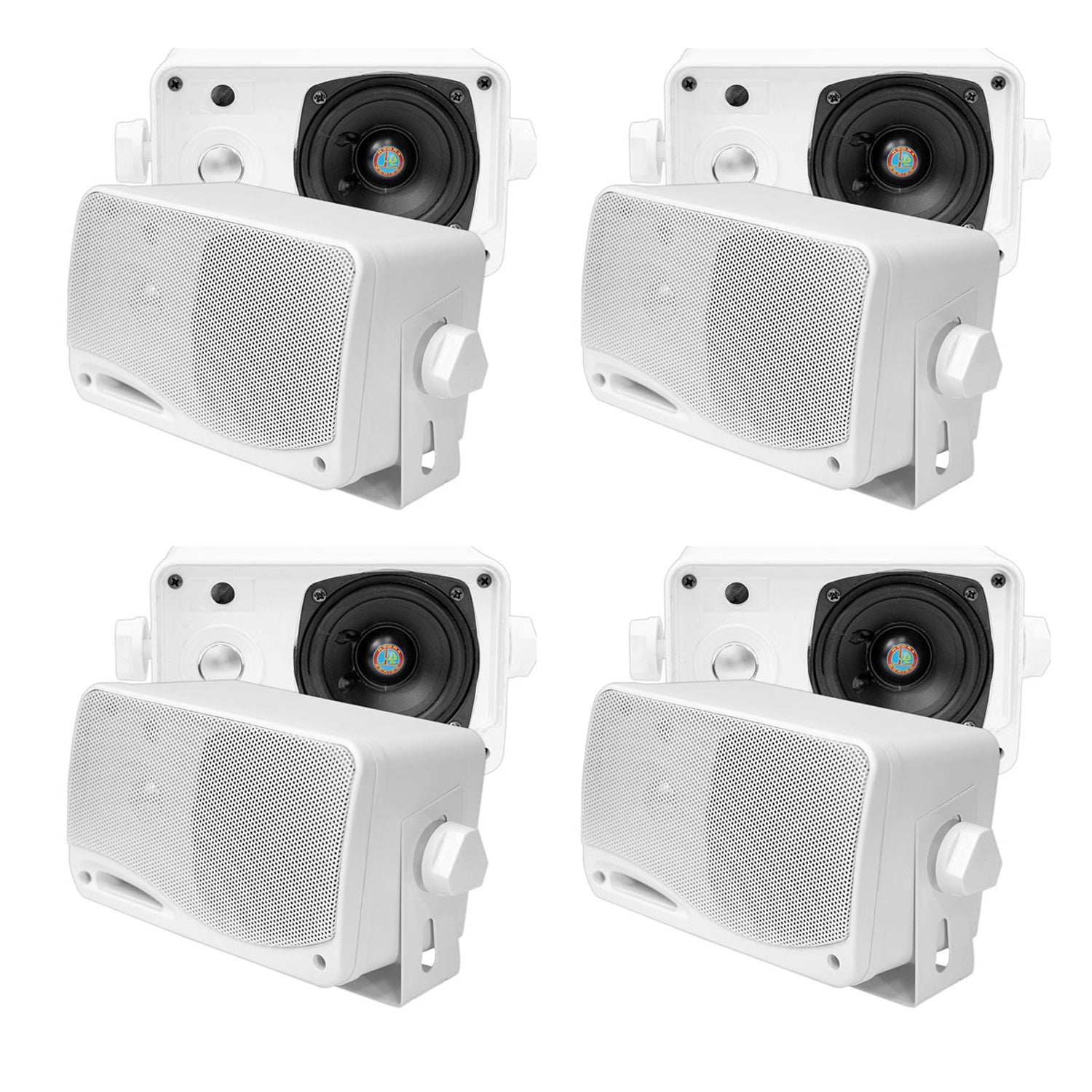 Pyle PLMR24 200W 3 Way Marine Audio Speakers Outdoor Weatherproof Pair (4 Pack) - VMInnovations