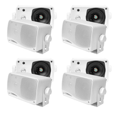 Pyle PLMR24 200W 3 Way Marine Audio Speakers Outdoor Weatherproof Pair (4 Pack) - VMInnovations