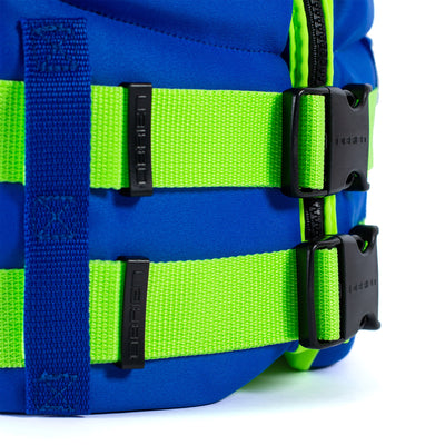 O'Brien BioLite Traditional Youth USCG Safety Vest Life Jacket, Blue/Lime Green - VMInnovations