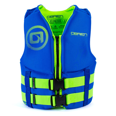 O'Brien BioLite Traditional Youth USCG Safety Vest Life Jacket, Blue/Lime Green - VMInnovations