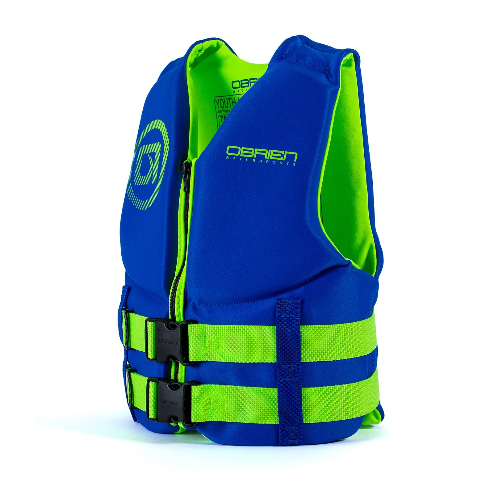 O'Brien BioLite Traditional Youth USCG Safety Vest Life Jacket, Blue/Lime Green - VMInnovations