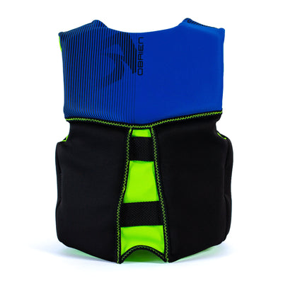 O'Brien Flex V-Back Youth Kids USCG Safety Vest Life Jacket, Blue & Lime Green