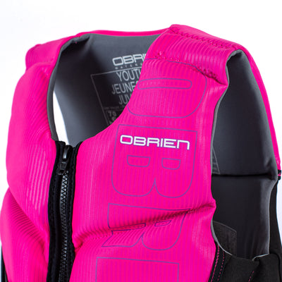 O'Brien Youth Small Flex V-Back Life Vest w/ Zipper & 2 Adjustable Belts, Pink