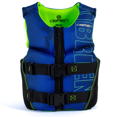 O'Brien Flex V-Back Youth Kids USCG Safety Vest Life Jacket, Blue & Lime Green