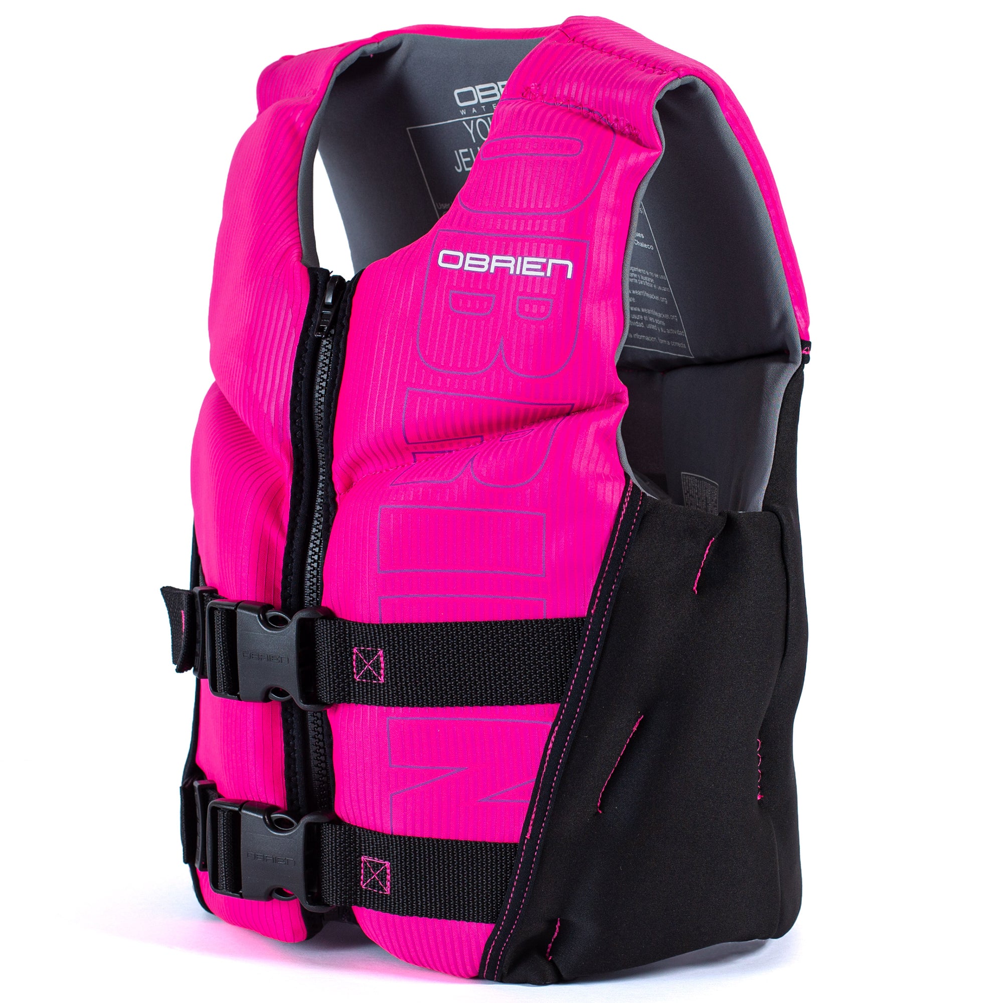 O'Brien Youth Small Flex V-Back Life Vest w/ Zipper & 2 Adjustable Belts, Pink