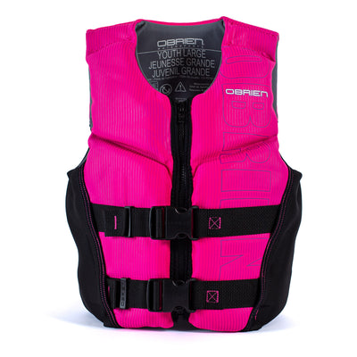 O'Brien Flex V-Back Lightweight Safety Life Jacket, Youth Large, Pink and Black