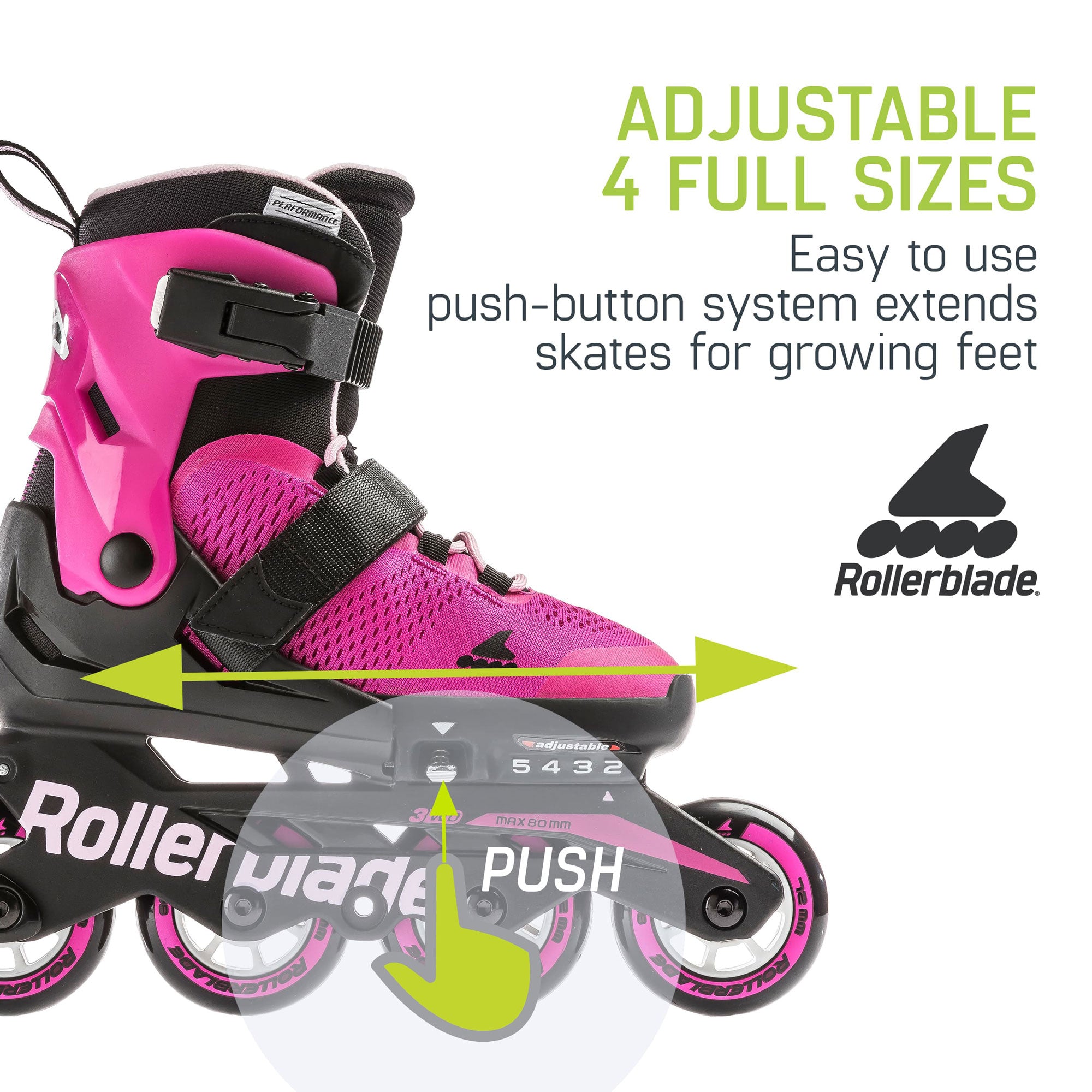 Rollerblade USA Microblade Girls Fitness Inline Skate, Medium, Pink (Open Box)