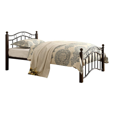 Homelegance Averny Twin Size Home Metal Platform Bed Frame with Headboard, Black