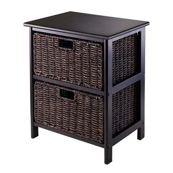 Winsome Omaha Wooden Home Storage Table w/ 2 Woven Corn Husk Baskets (Open Box)