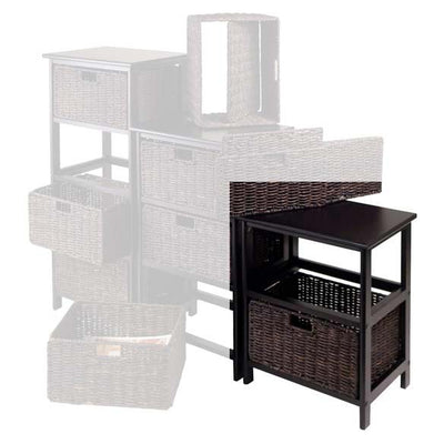 Winsome Omaha Wooden Home Storage Table w/ 2 Woven Corn Husk Baskets (Open Box)