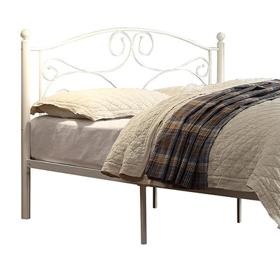 Homelegance Pallina Full Size Metal Bed Frame with Headboard, White (Open Box)