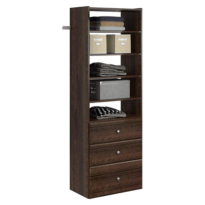 Easy Track Premium Tower Closet Organizer with Shelves and Drawers, Truffle