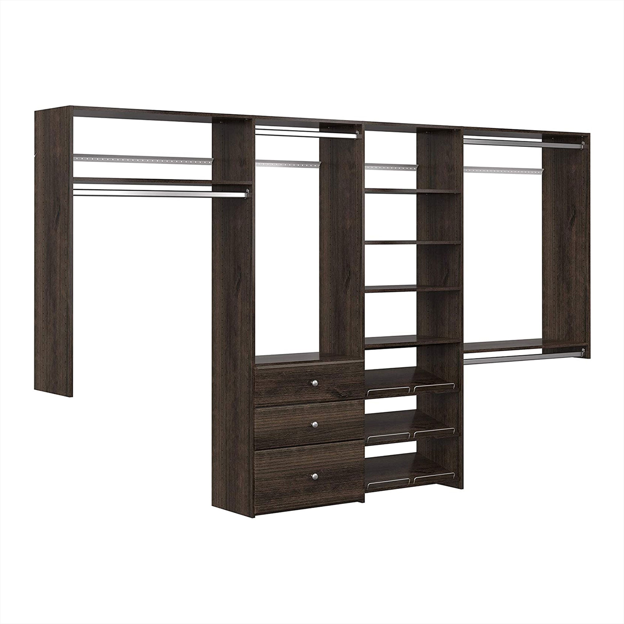 Easy Track Bedroom Closet Organizerw/ Shelves and Drawers, Truffle (For Parts)