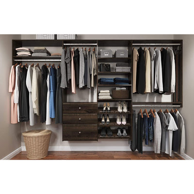 Easy Track Closet Storage Organizer with Shelves and Drawers, Truffle (Open Box)