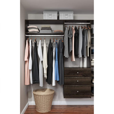 Easy Track Closet Storage Organizer with Shelves and Drawers, Truffle (Open Box)