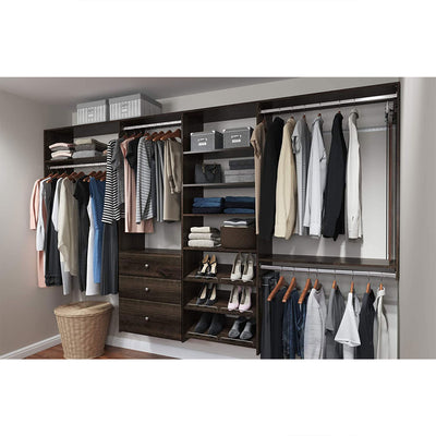 Easy Track Bedroom Closet Organizerw/ Shelves and Drawers, Truffle (For Parts)
