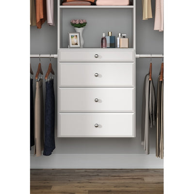 Easy Track Deluxe Tower Closet Storage Organizer with Shelves and Drawers, White