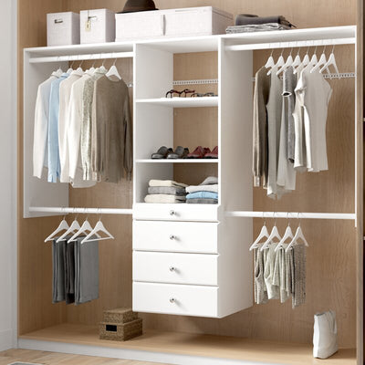 Easy Track Deluxe Tower Closet Storage Organizer with Shelves and Drawers, White