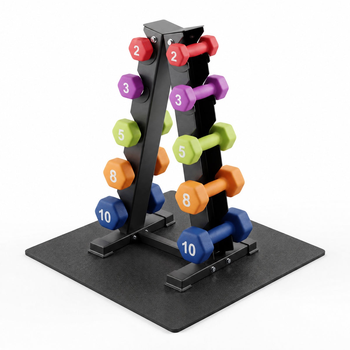 Aurorafy Neoprene Dumbbell Workout Set w/ Rack, 2, 3, 5, 8, & 10lbs, Multicolor