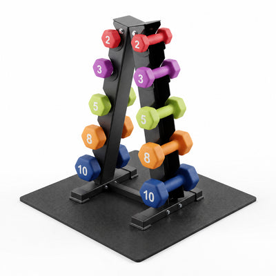 Aurorafy Neoprene Dumbbell Workout Set w/ Rack, 2, 3, 5, 8, & 10lbs, Multicolor