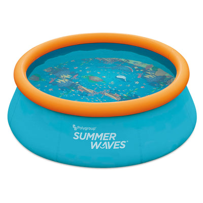 Summer Waves 8 Ft Wide Inflatable Quick Set Pool w/ 3D Graphics & Goggles (Used) - VMInnovations