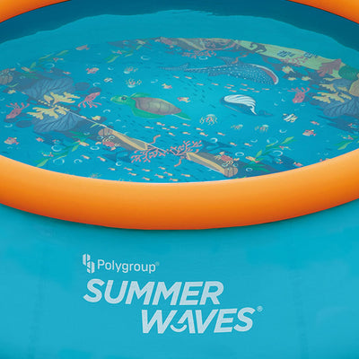 Summer Waves 8 Foot Wide Inflatable Quick Set Pool with 3D Graphics and Goggles