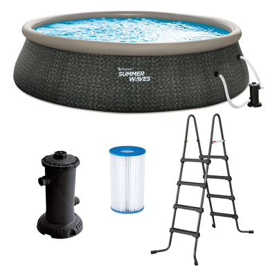 Summer Waves 18' x 48'' Quick Set Above Ground Pool, Gray Herringbone (Open Box) - VMInnovations