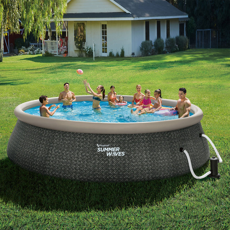 Summer Waves 18ft x 48in Quick Set Ring Above Ground Pool, Dark Gray  (Used)