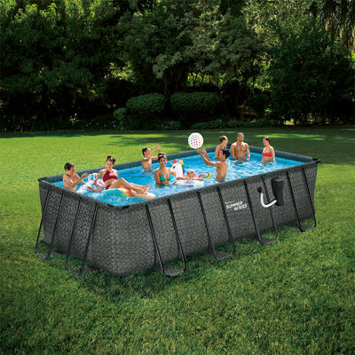 Summer Waves 18ft x 9ft x 52in Above Ground Rectangle Frame Swimming Pool Set