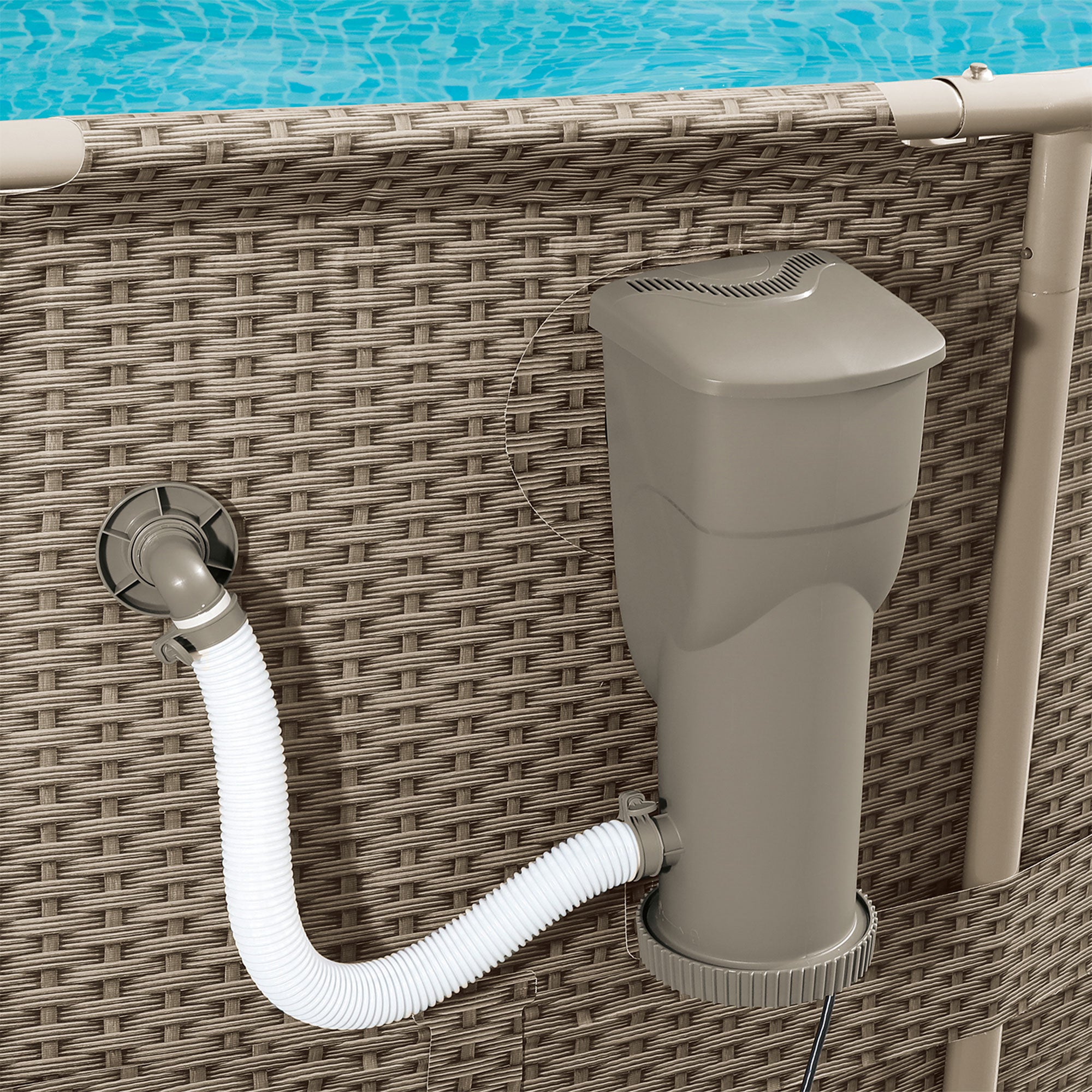 Funsicle 1500 Gallon SkimmerPlus Filter Pump System for Above Ground Pool, Gray