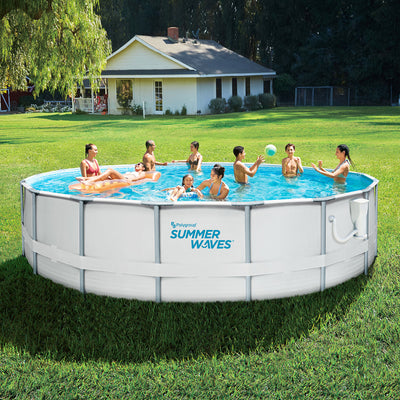 Summer Waves Elite 18ft x 48in Metal Frame Pool Set w/ Filter Pump (Open Box)