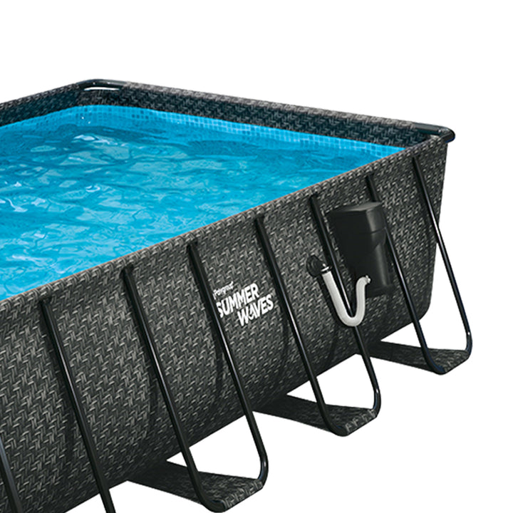 Summer Waves 16ft Long Dark Herringbone Elite Frame Outdoor Pool (Damaged)