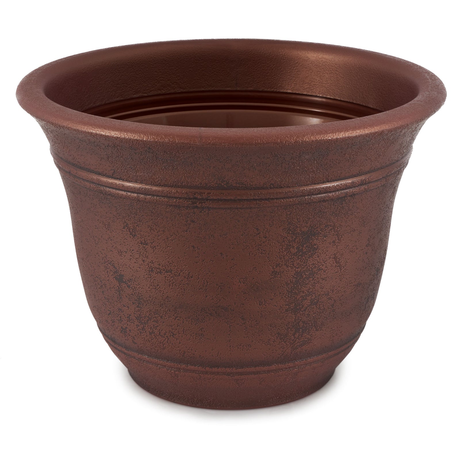 HC Companies Sierra 16 Inch Round Flower Garden Planter Pot, Rustic Redstone - VMInnovations