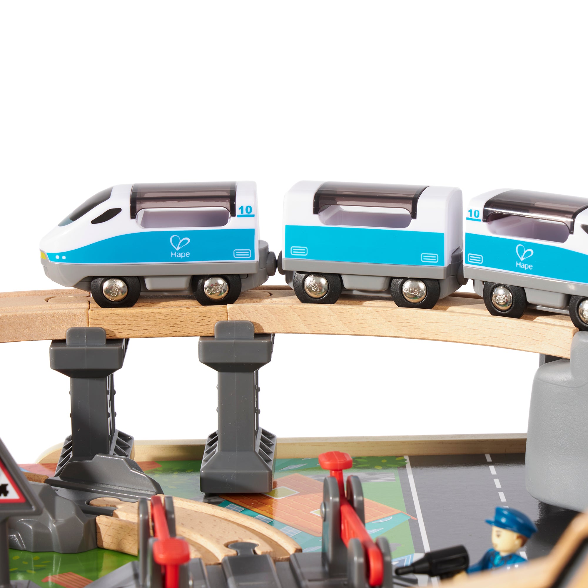 Hape 70 Piece Railway Train Set Table with Battery Powered Locomotive (Open Box)