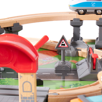Hape 70 Piece Railway Train Set Table with Battery Powered Locomotive (Open Box)