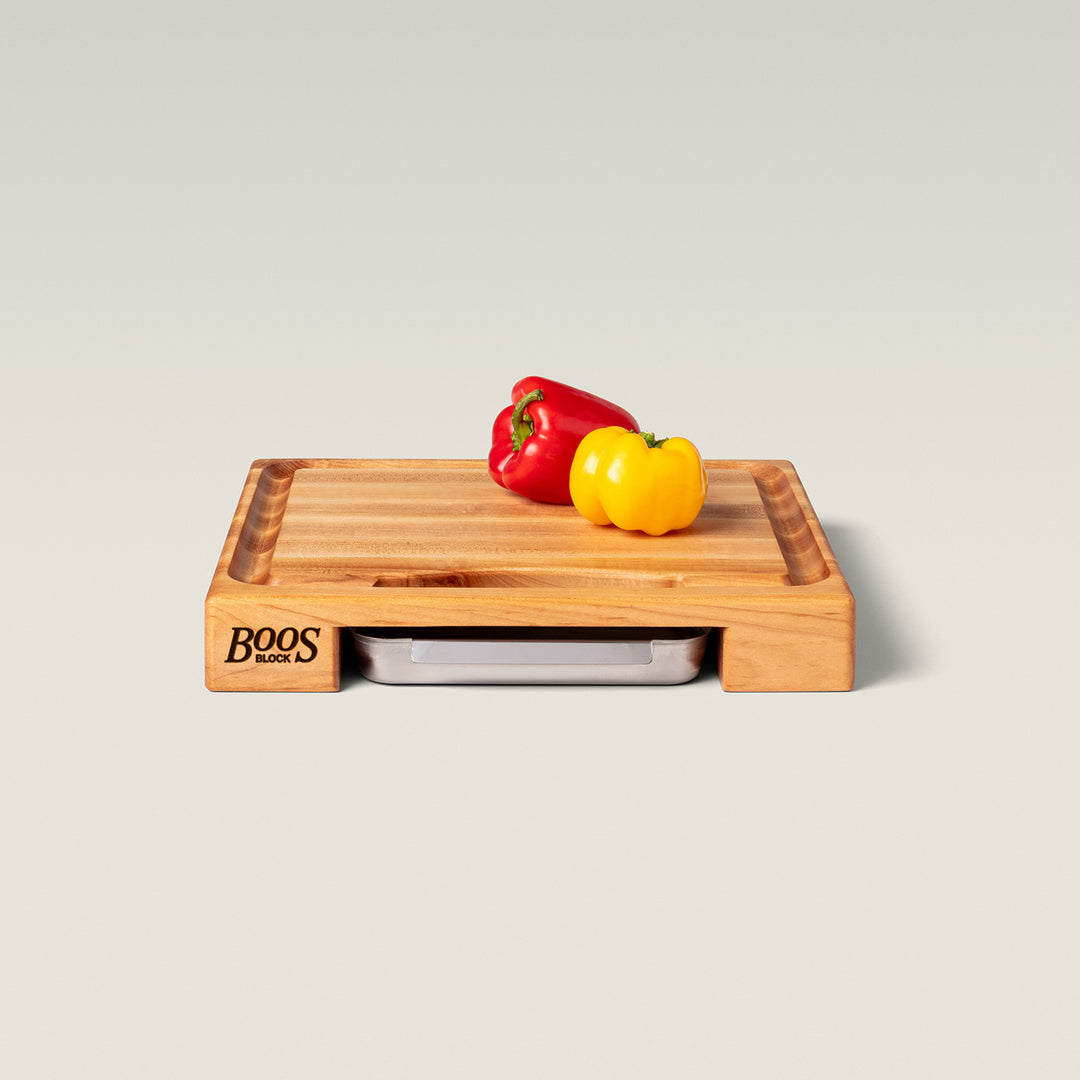 John Boos Reversible Wood Cutting Board with Juice Groove & Tray, Maple - VMInnovations