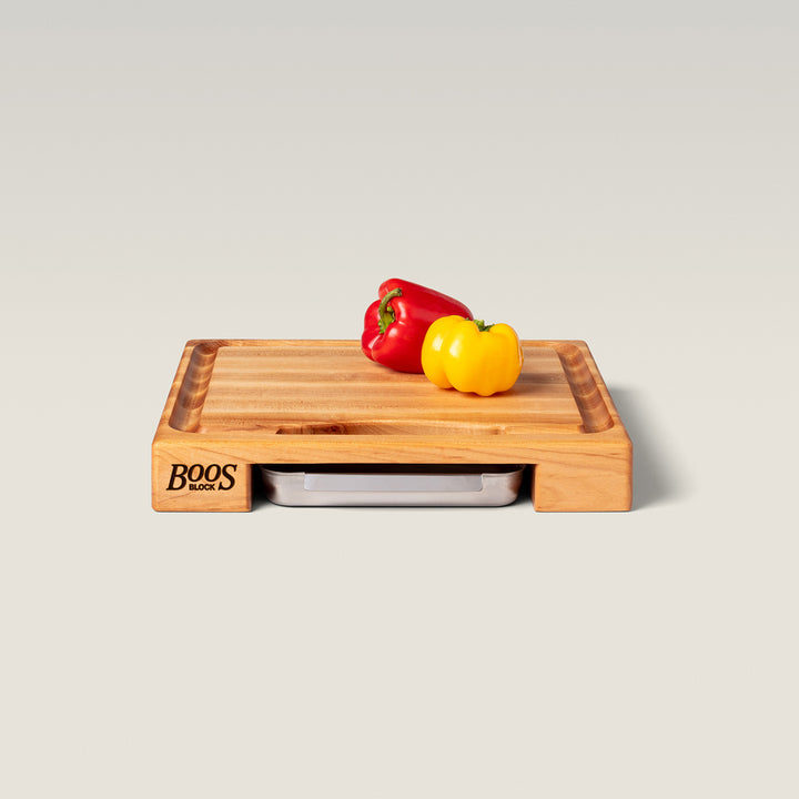 John Boos Reversible Wood Cutting Board with Juice Groove & Tray, Maple - VMInnovations