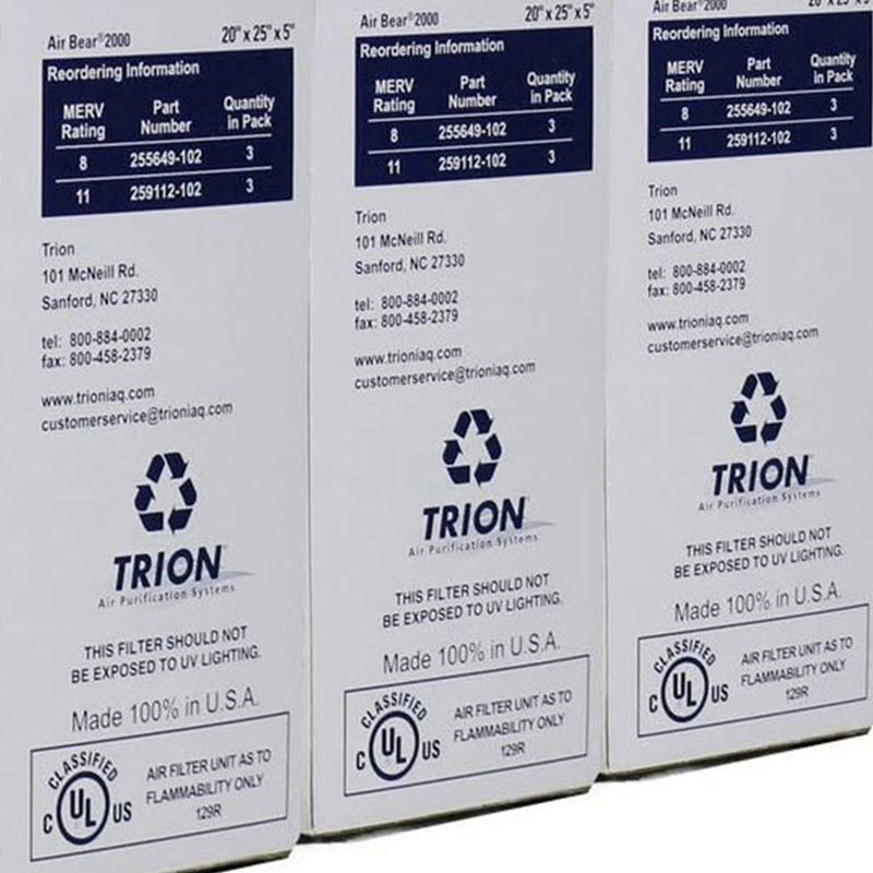 Trion Air Bear 20 x 25 x 5 Inch MERV 8 Air Purifier Filter (3 Pack) (Used)