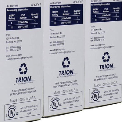 Trion Air Bear 20 x 25 x 5 Inch MERV 8 Air Purifier Filter (3 Pack) (Open Box) - VMInnovations