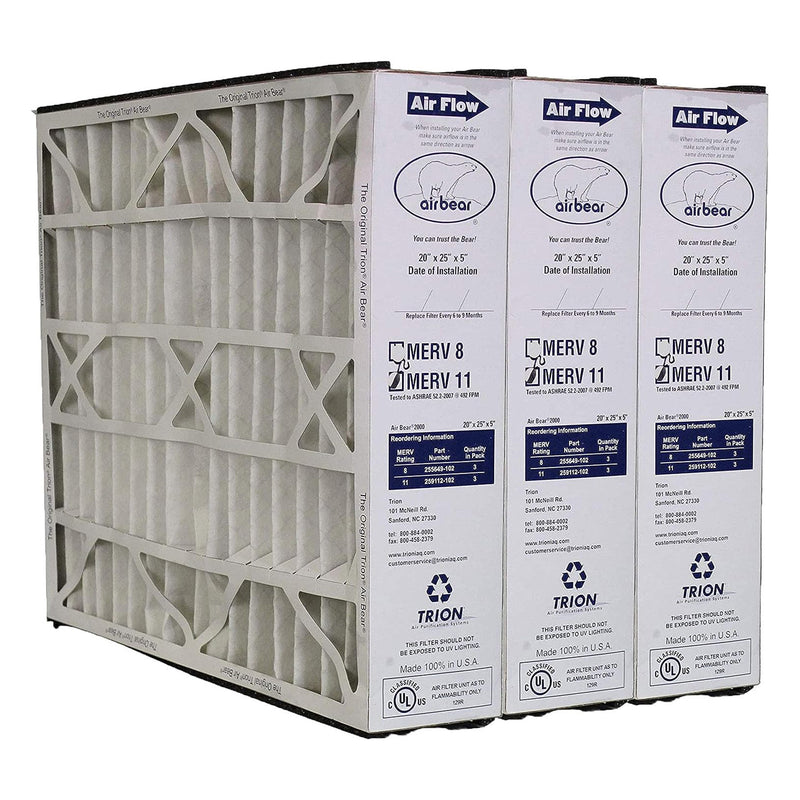 Trion 259112-102 Air Bear 20x25x5 Inch MERV 11 Air Purifier Filter (3 Pack)