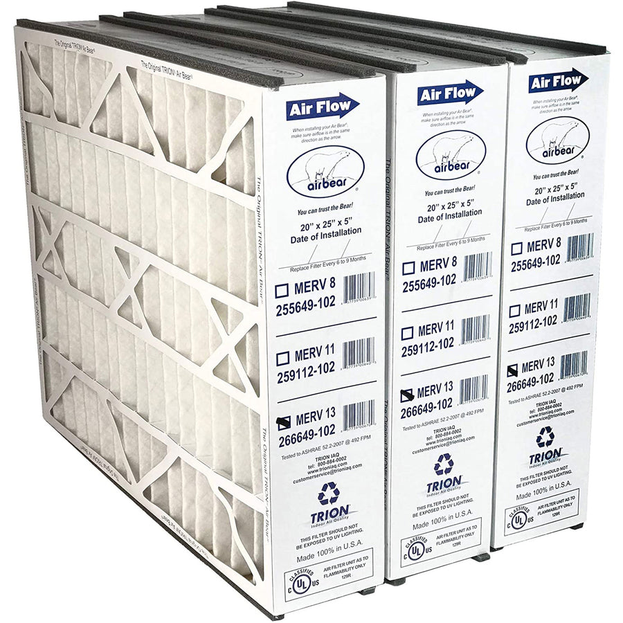 Trion 266649-102 Air Bear 20 x 25 x 5 Inch MERV 13 Air Purifier Filter (3 Pack) - VMInnovations
