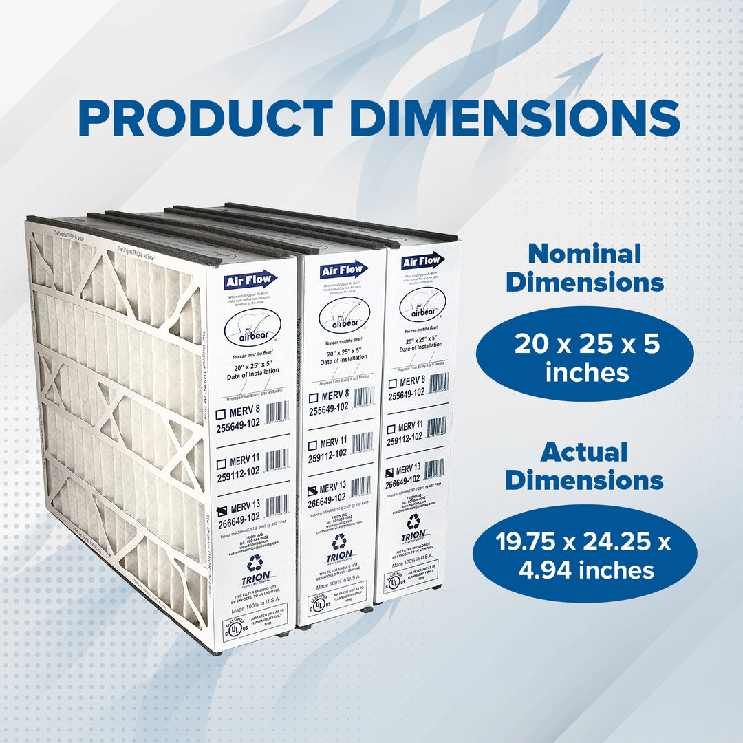 Trion Air Bear 20 x 25 x 5 Inch MERV 13 Air Purifier Filter (3 Pack) (Open Box) - VMInnovations