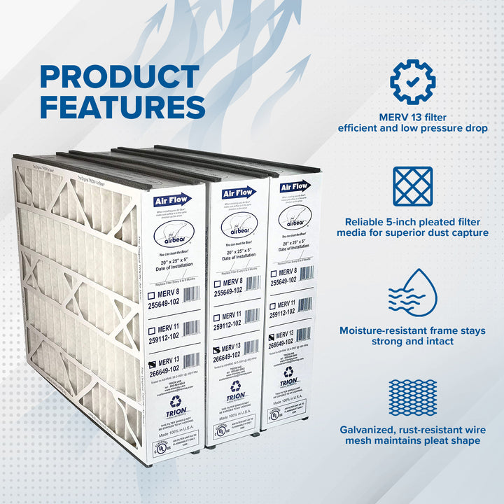 Trion Air Bear 20 x 25 x 5 Inch MERV 13 Air Purifier Filter (3 Pack) (Open Box) - VMInnovations