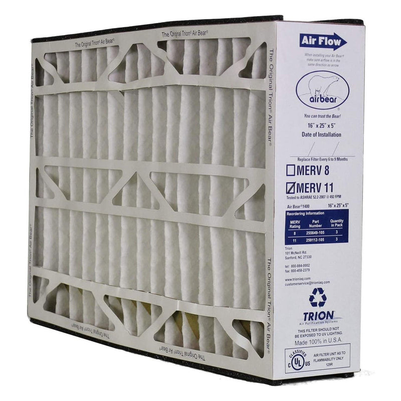 Trion 259112-105 Air Bear 16 x 25 x 5 Inch MERV 11 Air Purifier Filter (3 Pack)