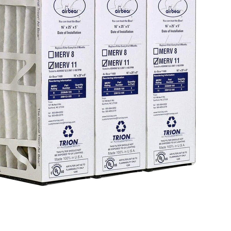 Trion Air Bear 16 x 25 x 5 Inch MERV 11 Air Purifier Filter (3 Pack) (Used)