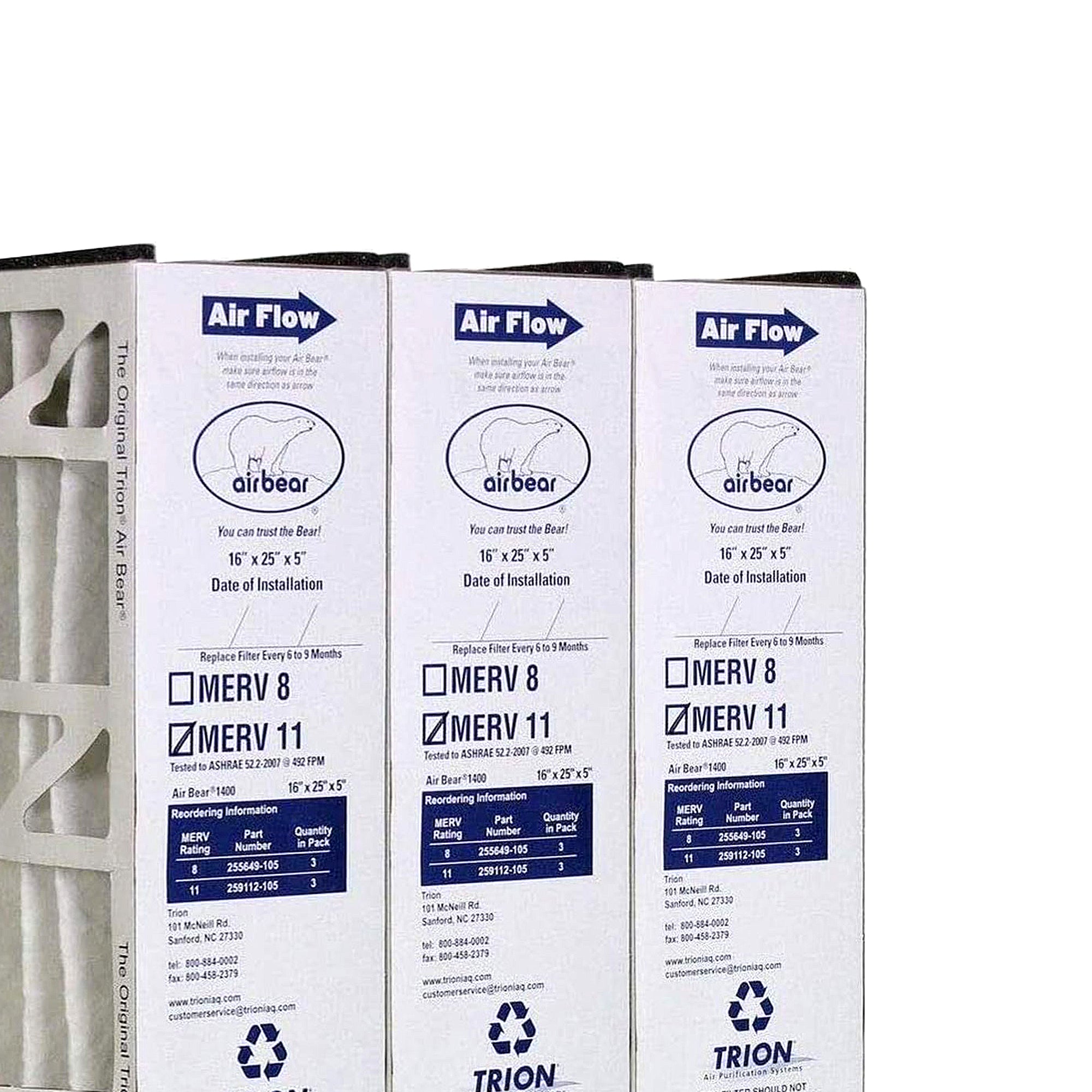 Trion Air Bear 16 x 25 x 5 Inch MERV 11 Air Purifier Filter (3 Pack) (Used) - VMInnovations