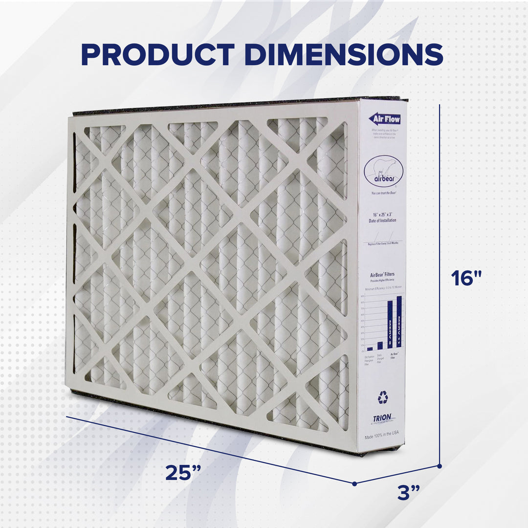 Trion 259112-101 Air Bear 16 x 25 x 3 Inch MERV 11 Air Purifier Filter (6 Pack) - VMInnovations