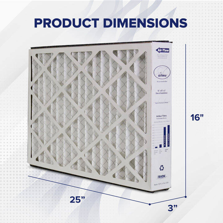 Trion 259112-101 Air Bear 16 x 25 x 3 Inch MERV 11 Air Purifier Filter (6 Pack) - VMInnovations