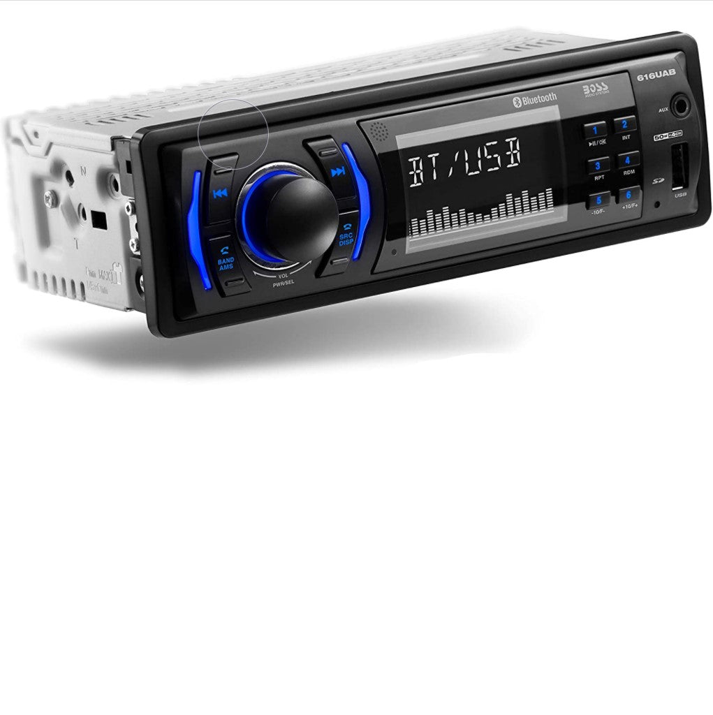 Boss 616UAB Single Din USB/SD AUX Bluetooth Radio Car Stereo Receiver (4 Pack)